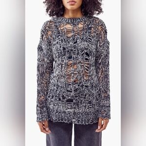 NWT BDG Urban Outfitters Grunge Marled Open Stitch Sweater Baggy Distres…